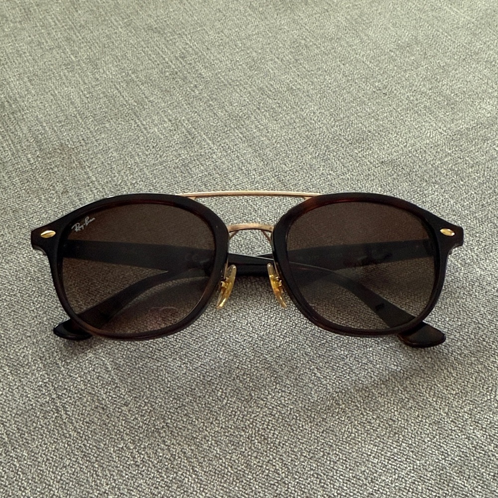 Ray-Ban Tortoise Frame Sunglasses with Gold Double Bridge